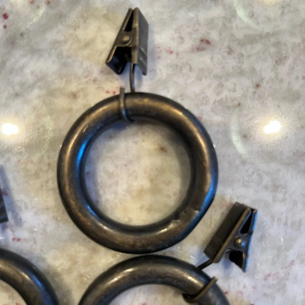 Set of Brown Metal Curtain Rings with Clips